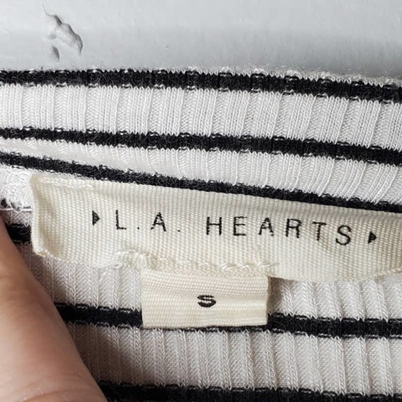 L. A. Hearts Striped Ribbed Twist Knot Front Black White Striped Size Small - Picture 4 of 8